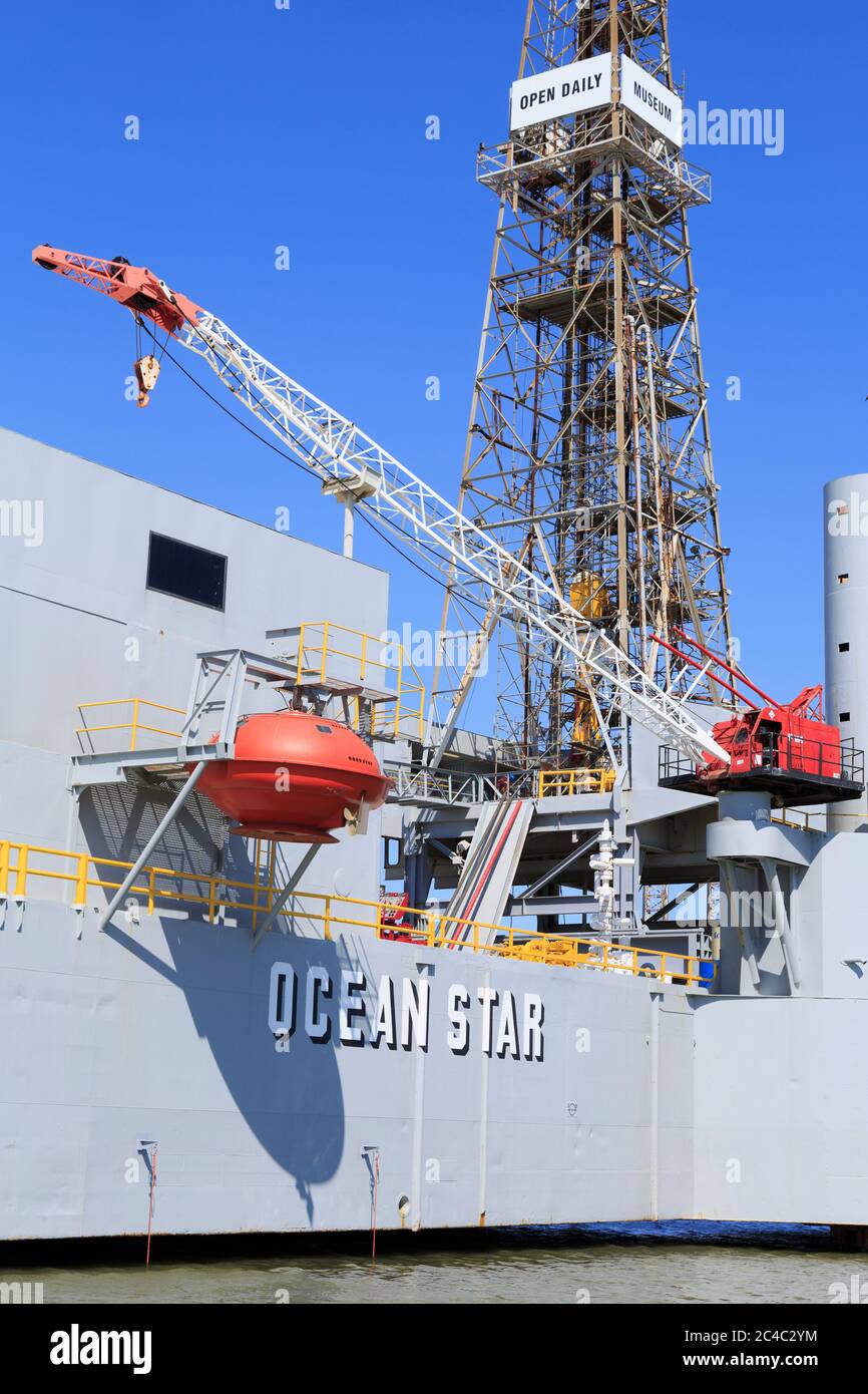 Ocean Star Offshore Energy Center,Galveston,Texas,USA Stock Photo