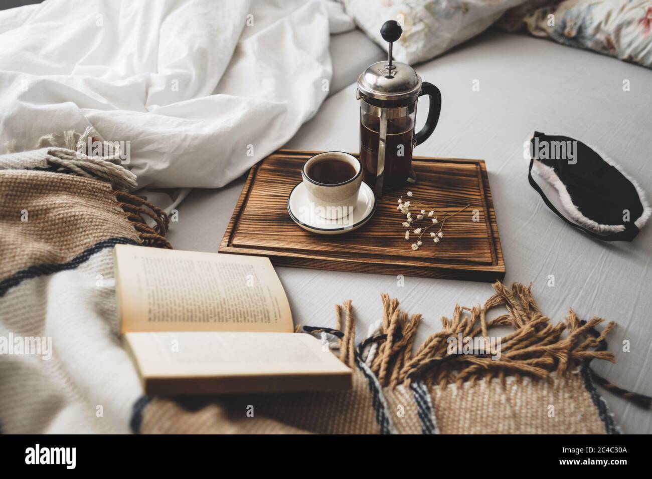 Coffee brewed in a French press and a cup Stock Photo Alamy