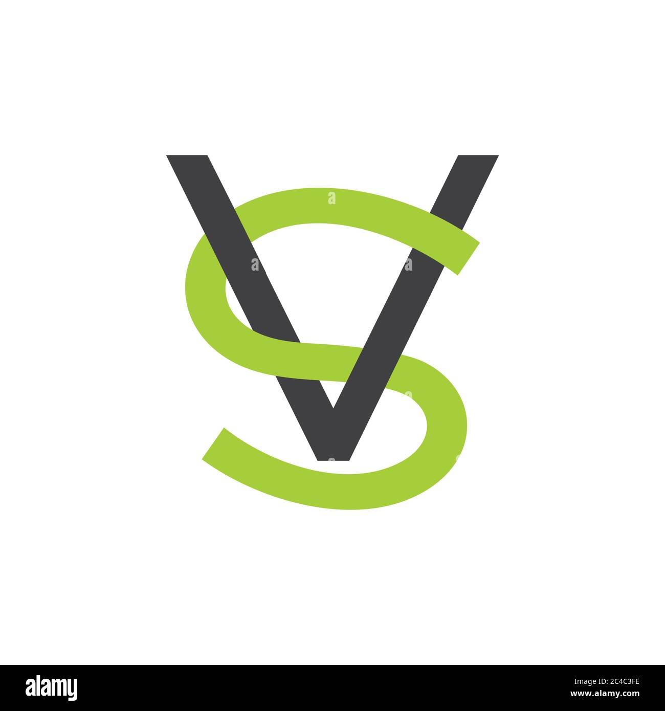 letter vs simple linked line logo vector Stock Vector