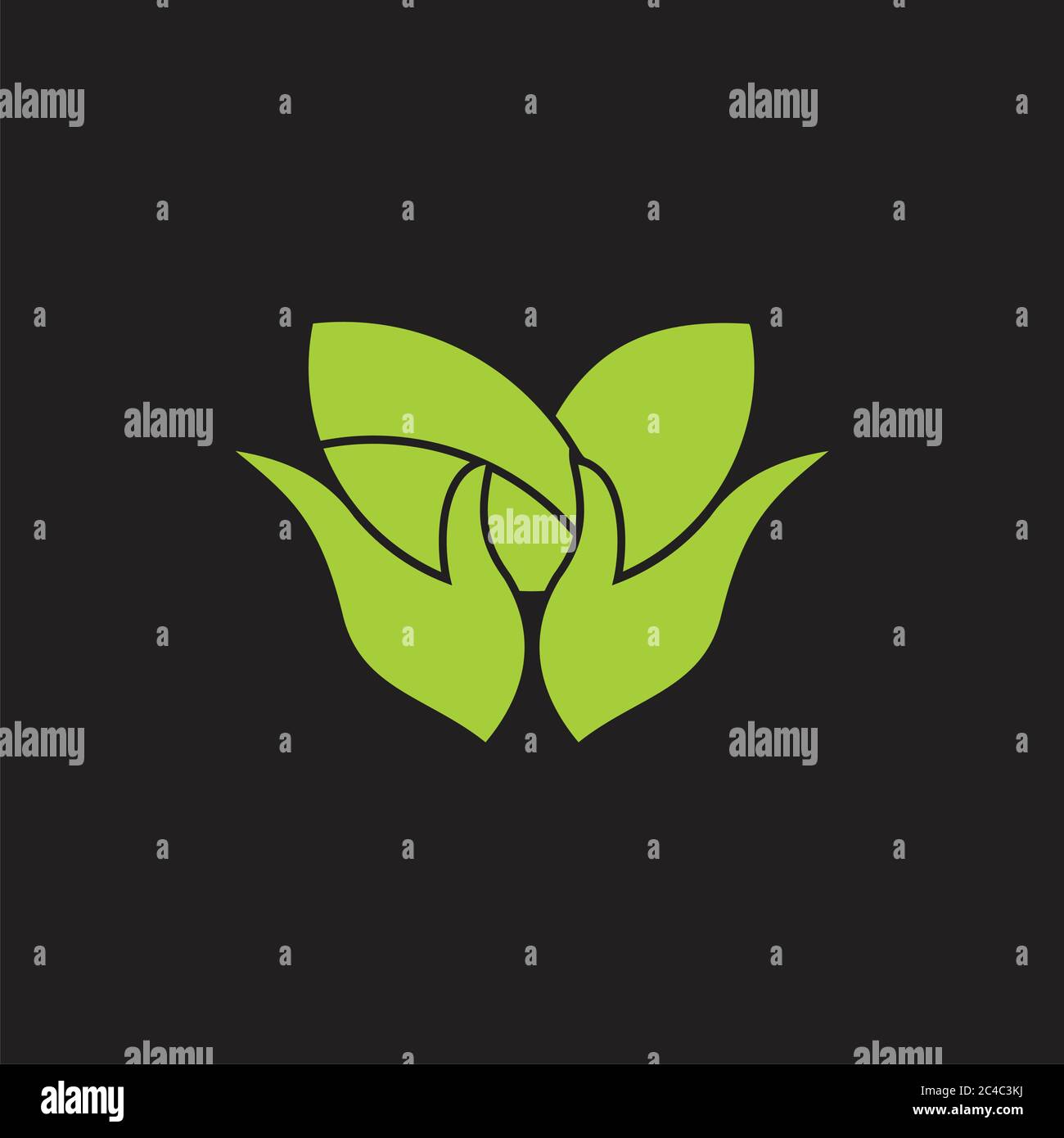 simple geometric hand hold leaf plant circle logo vector Stock Vector