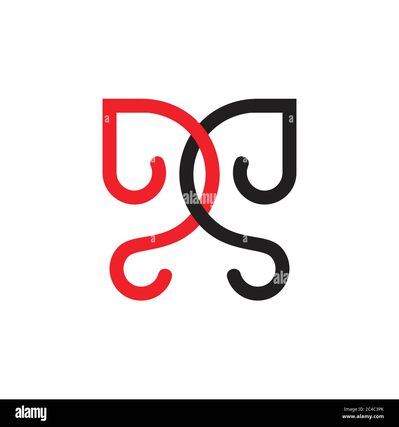 letters dd linked curves line loop design logo Stock Vector