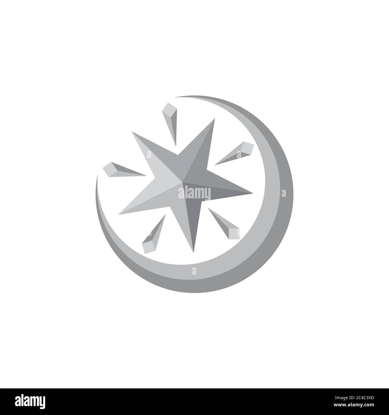 shine moon star 3d gradient logo vector Stock Vector