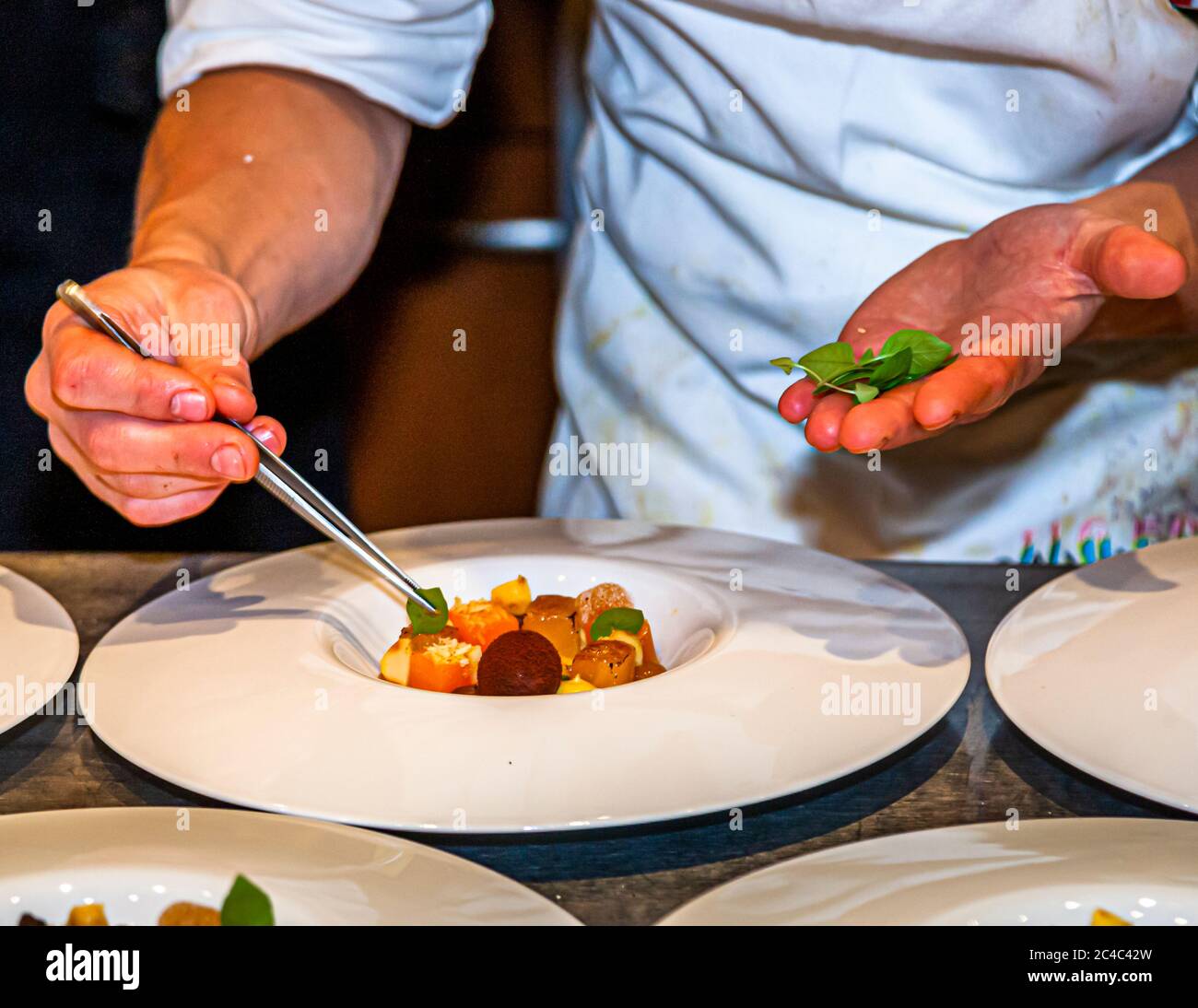 Gourmet plate garnish Stock Photo