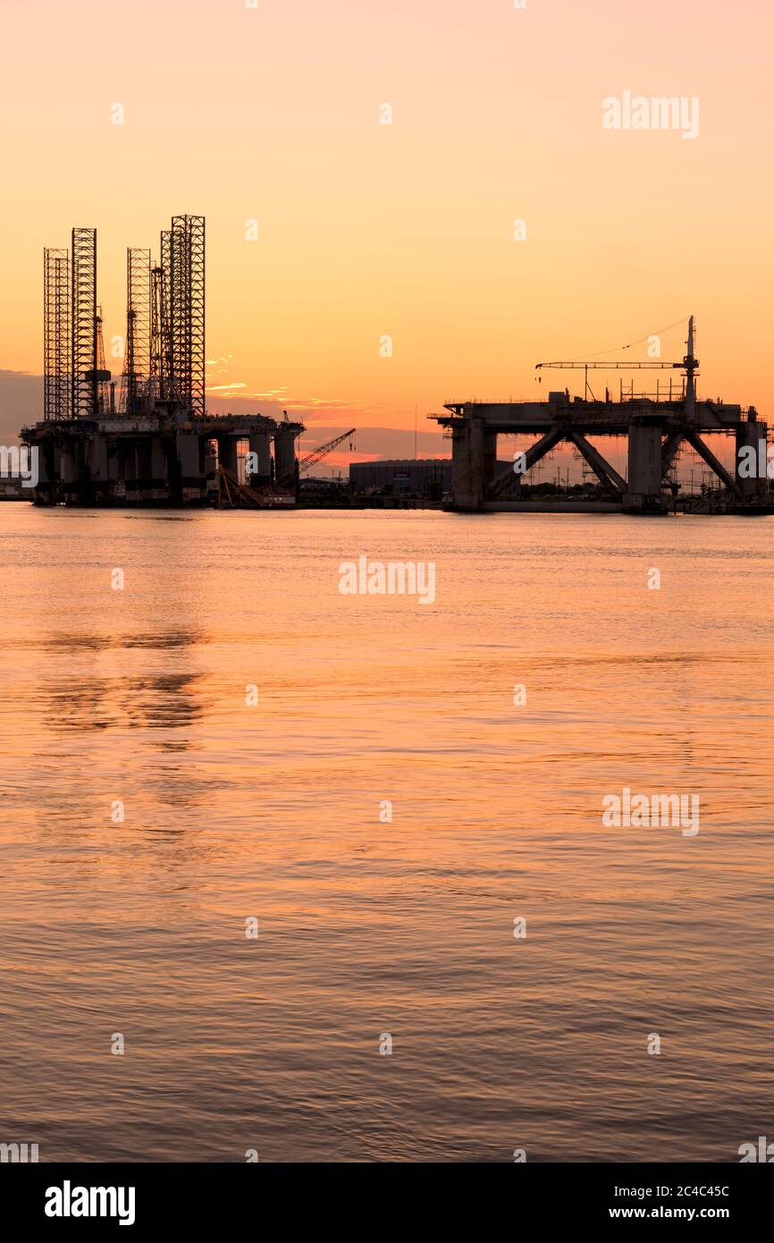 Oil Rigs in Galveston Port,Texas,USA Stock Photo Alamy