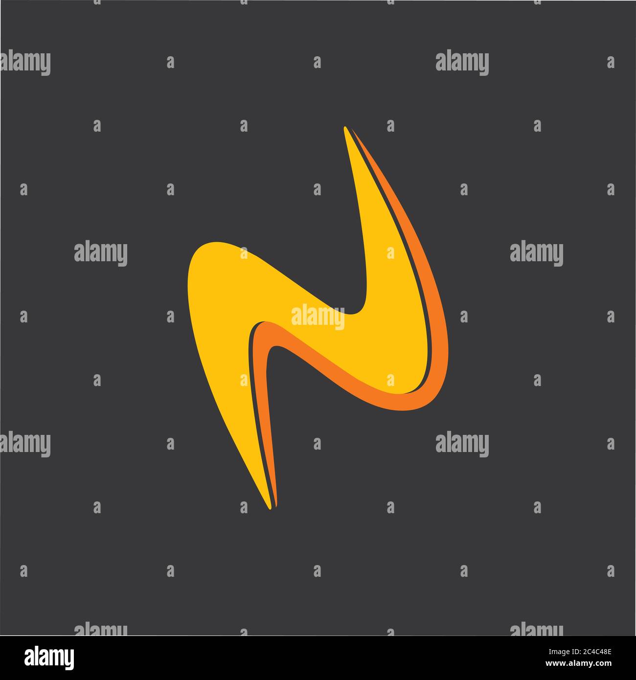 abstract letter n thunder shape simple curves logo vector Stock Vector