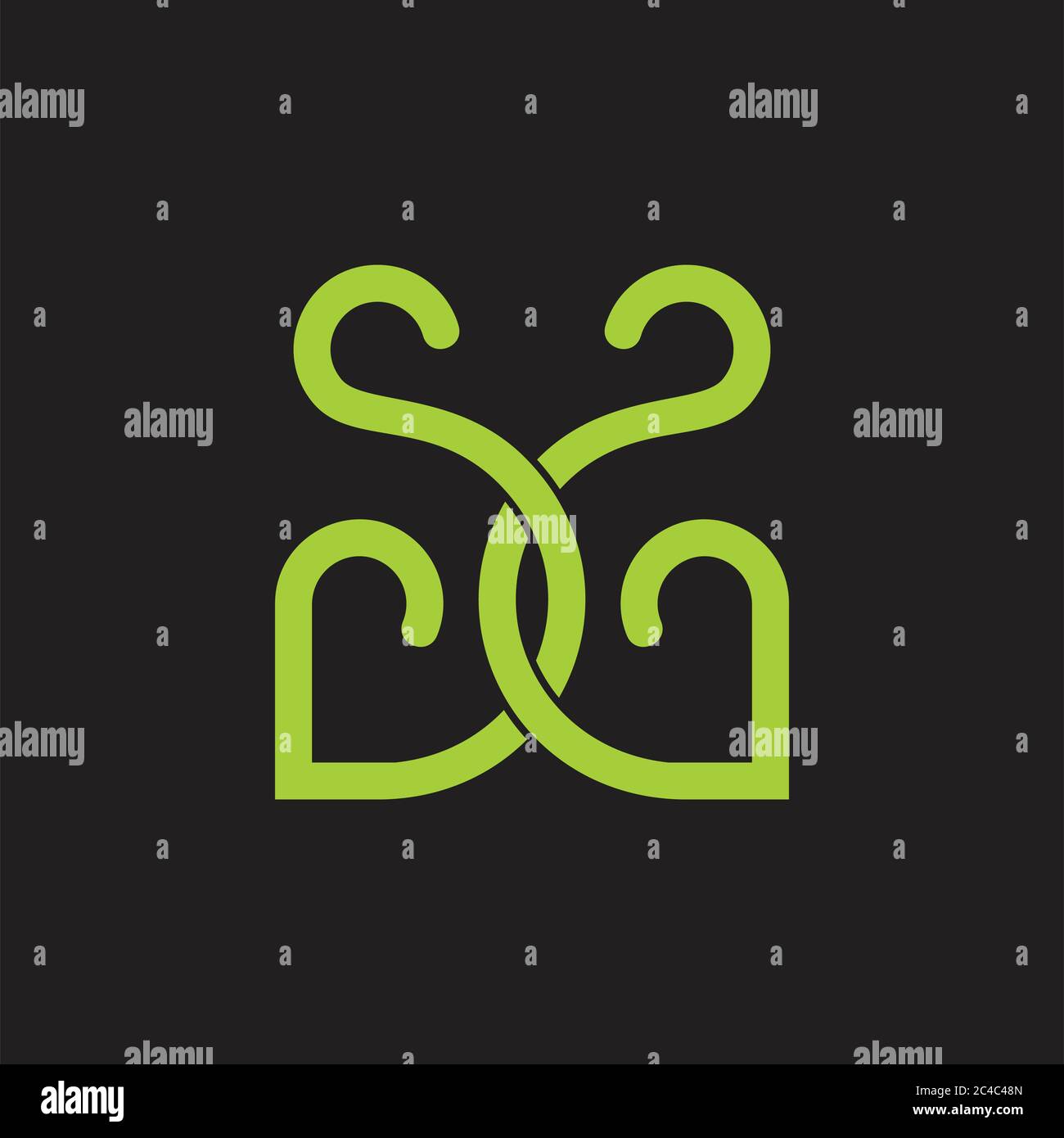 letters ss linked curves line loop design logo Stock Vector