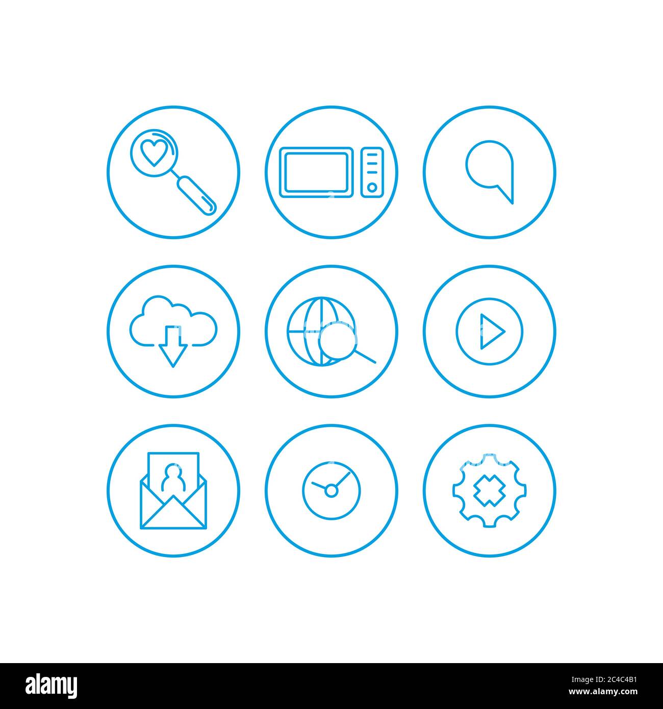 Modern thin line icons set of cloud data technology services, global connection. Premium quality outline symbol collection. Simple mono linear Stock Vector