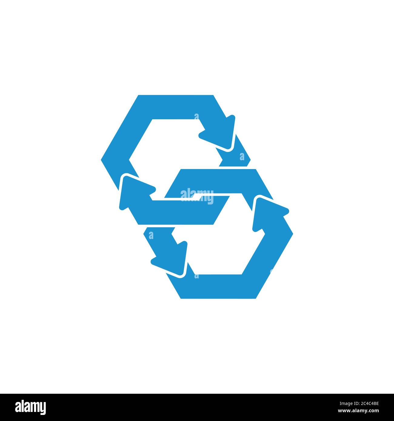linked circle hexagonal arrows process symbol vector Stock Vector