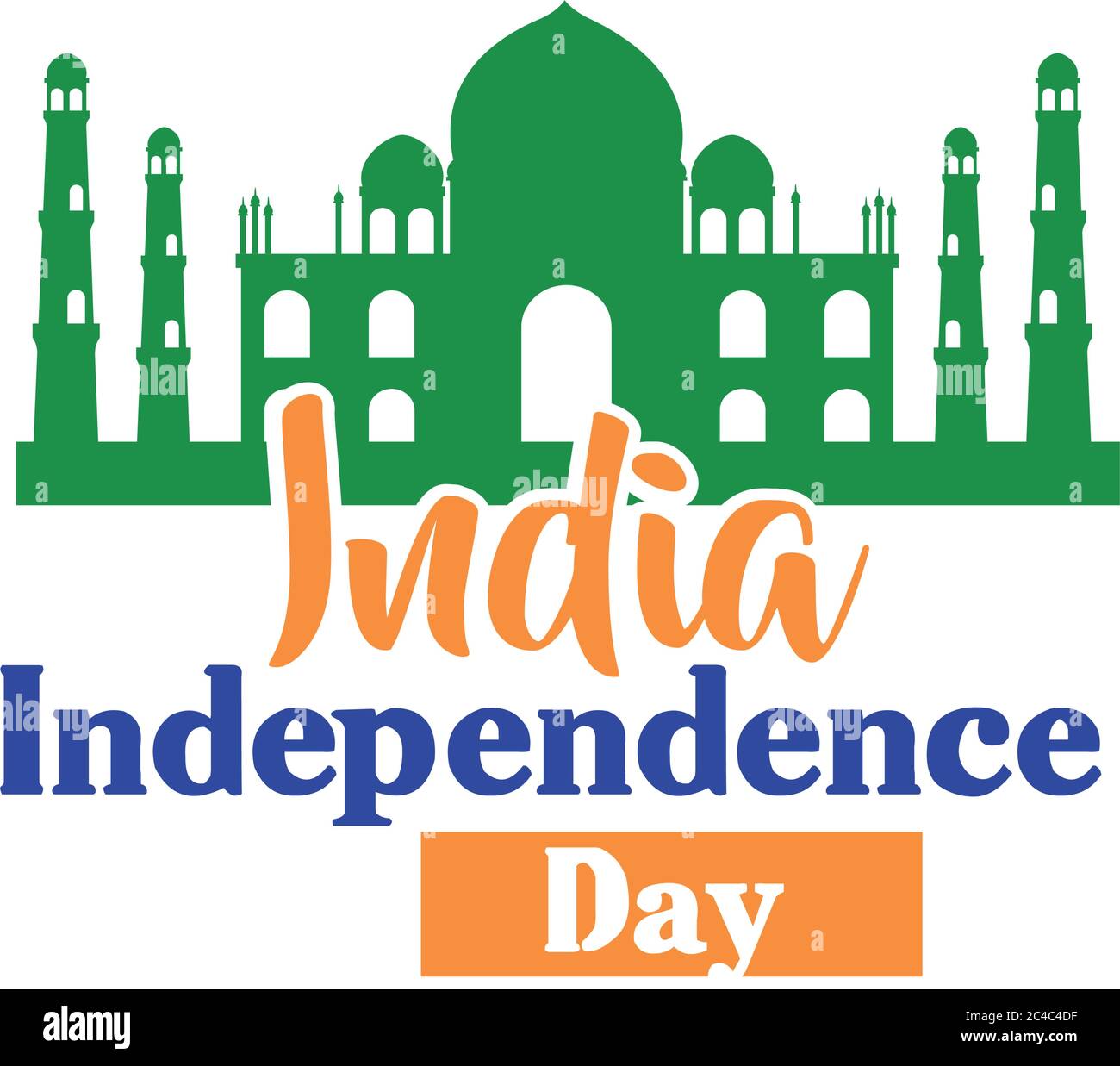 india independence day celebration with taj mahal mosque flat style ...