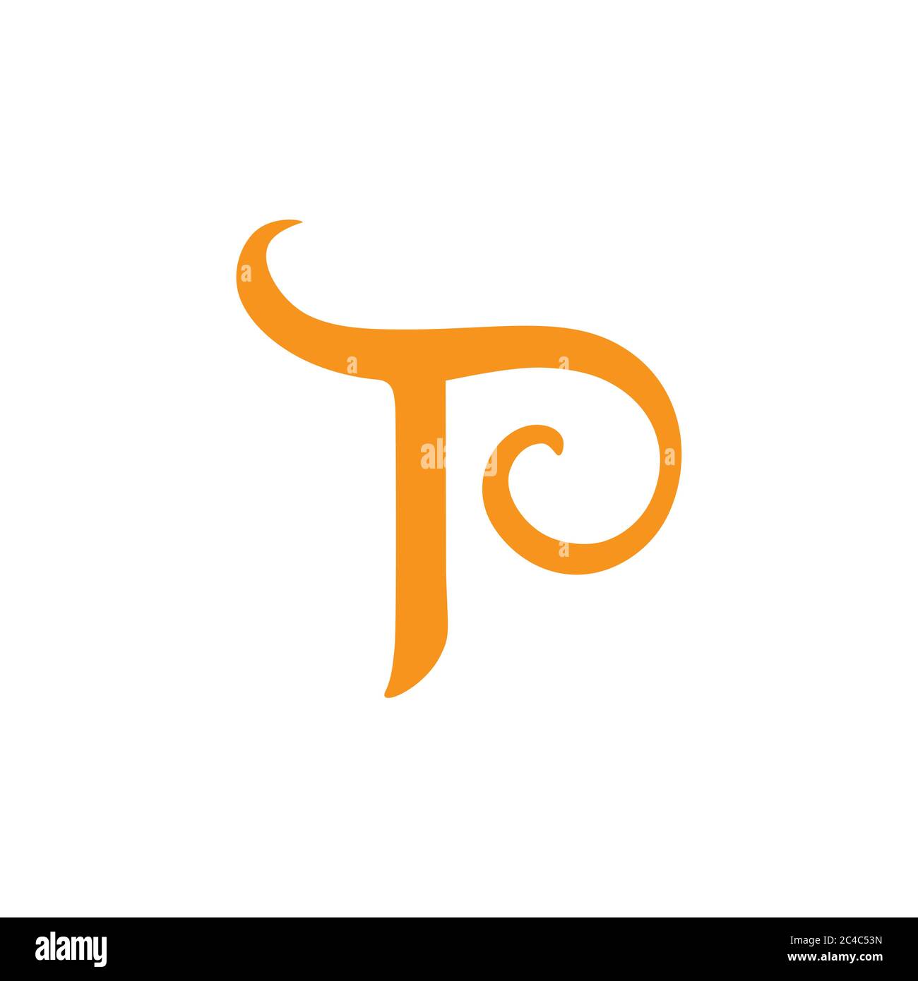 letter pt curves loop design logo vector Stock Vector