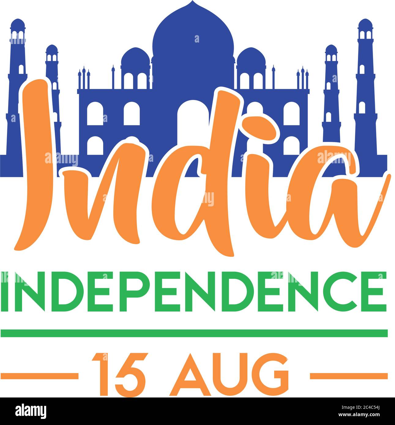 india independence day celebration with taj mahal mosque flat style ...