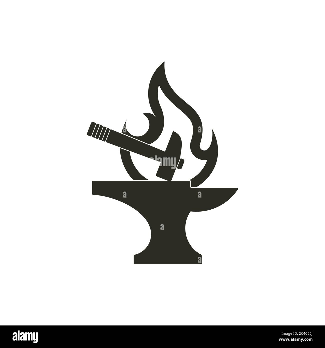 flat flame line blacksmith symbol logo vector Stock Vector