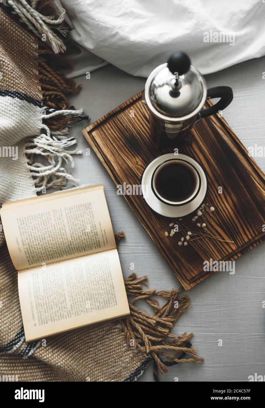 Coffee brewed in a French press and a cup Stock Photo Alamy