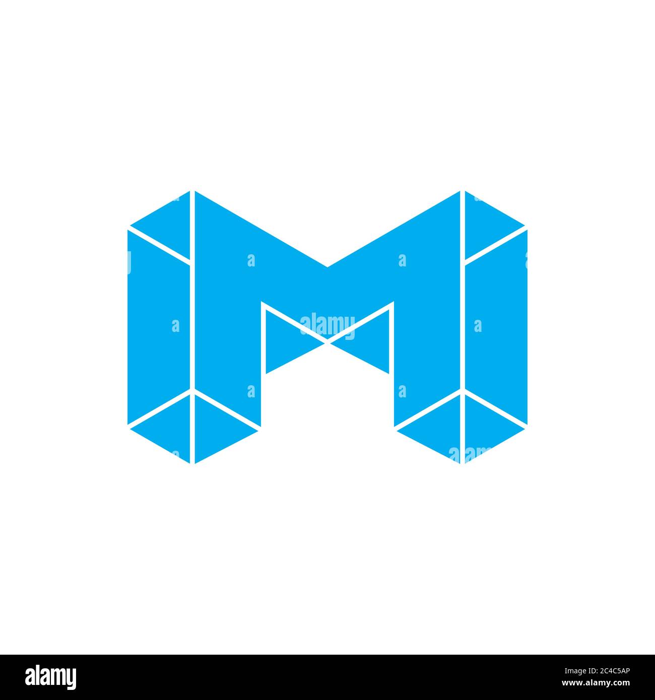 letter m 3d geometric blue diamond logo vector Stock Vector