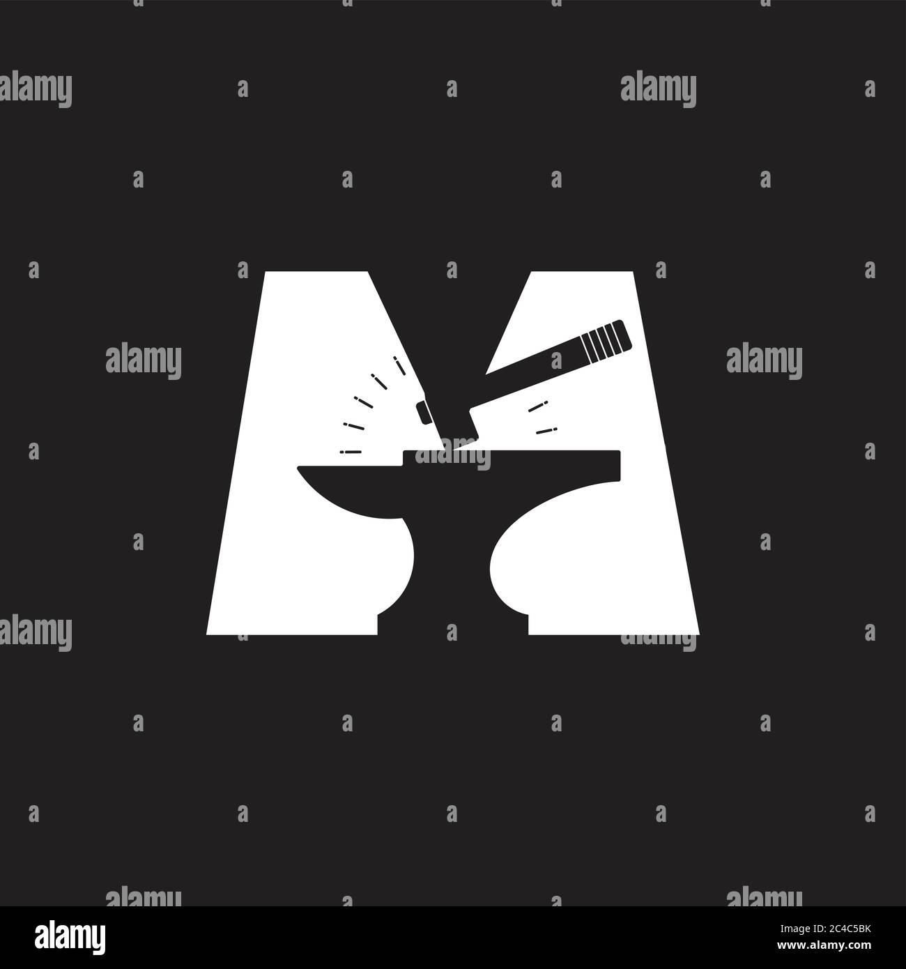 letter m blacksmith design logo vector Stock Vector