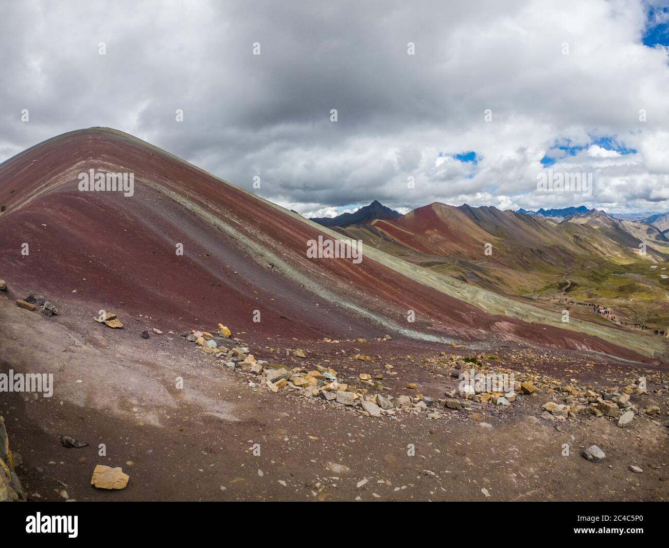 rainbow mountain, many colors in the mountain, no people and clouds Stock Photo