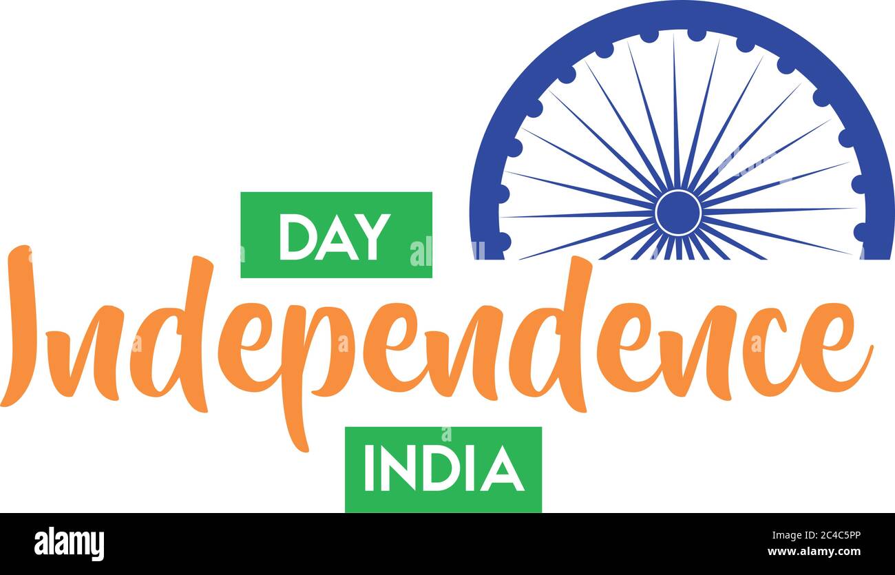 india independence day celebration with ashoka chakra flat style vector