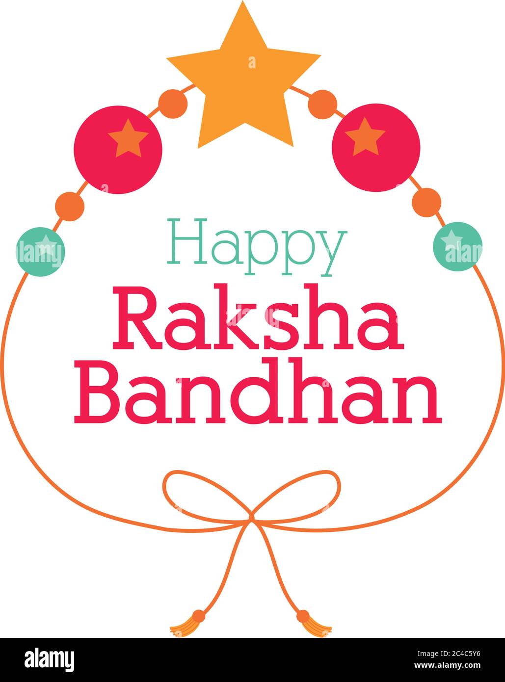 happy raksha bandhan wristband with balls and star flat style vector ...