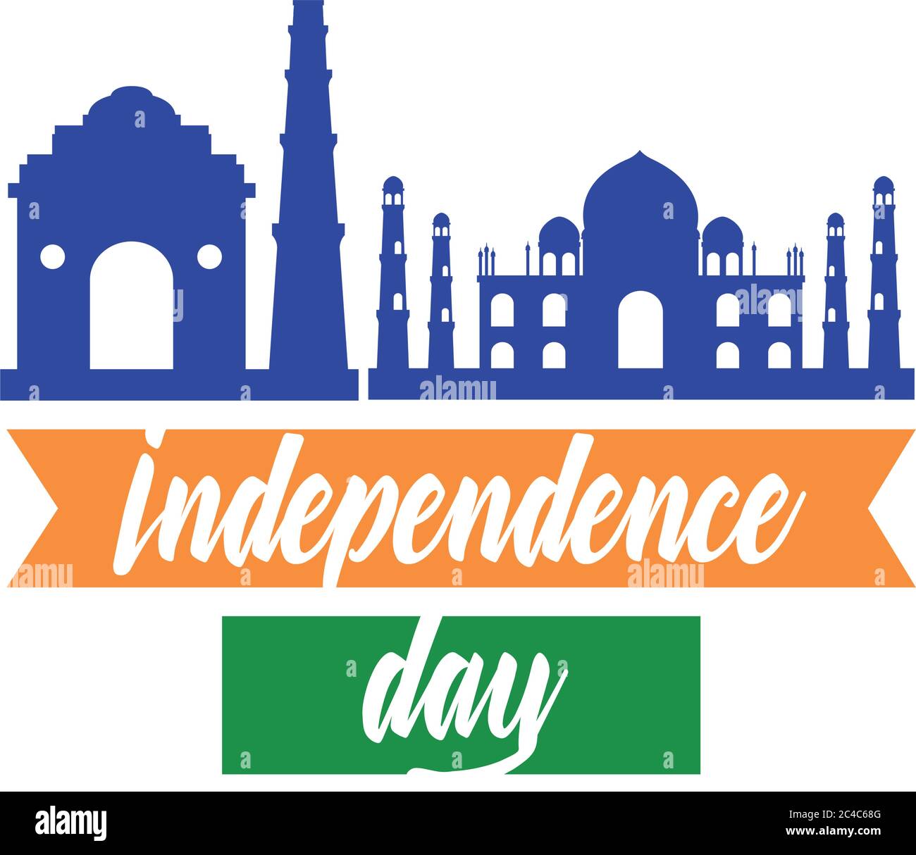 india independence day celebration with taj mahal mosque flat style ...