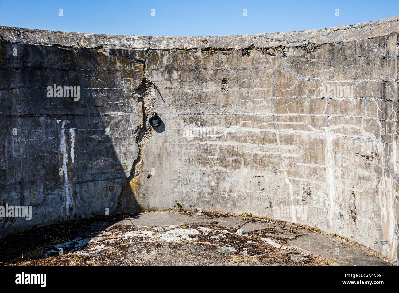 A detail of one of the deteriorating walls in Fort Casey on Whidbey Island, Washington, USA. Stock Photo