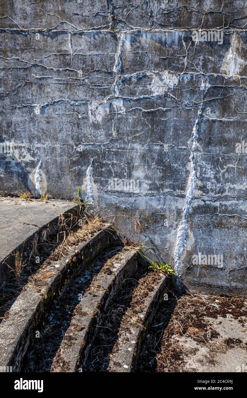 A detail of one of the deteriorating walls in Fort Casey on Whidbey Island, Washington, USA. Stock Photo