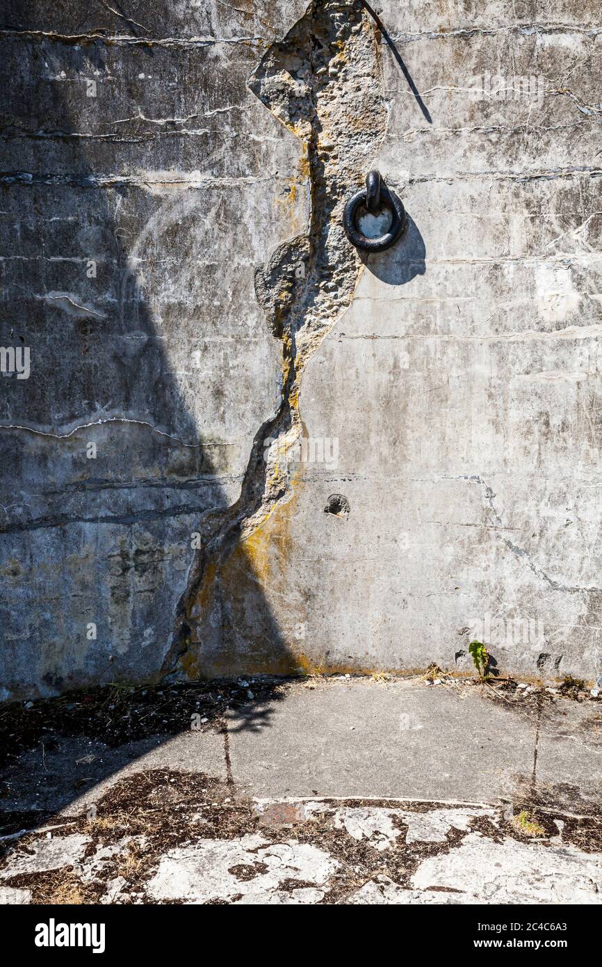 A detail of one of the deteriorating walls in Fort Casey on Whidbey Island, Washington, USA. Stock Photo