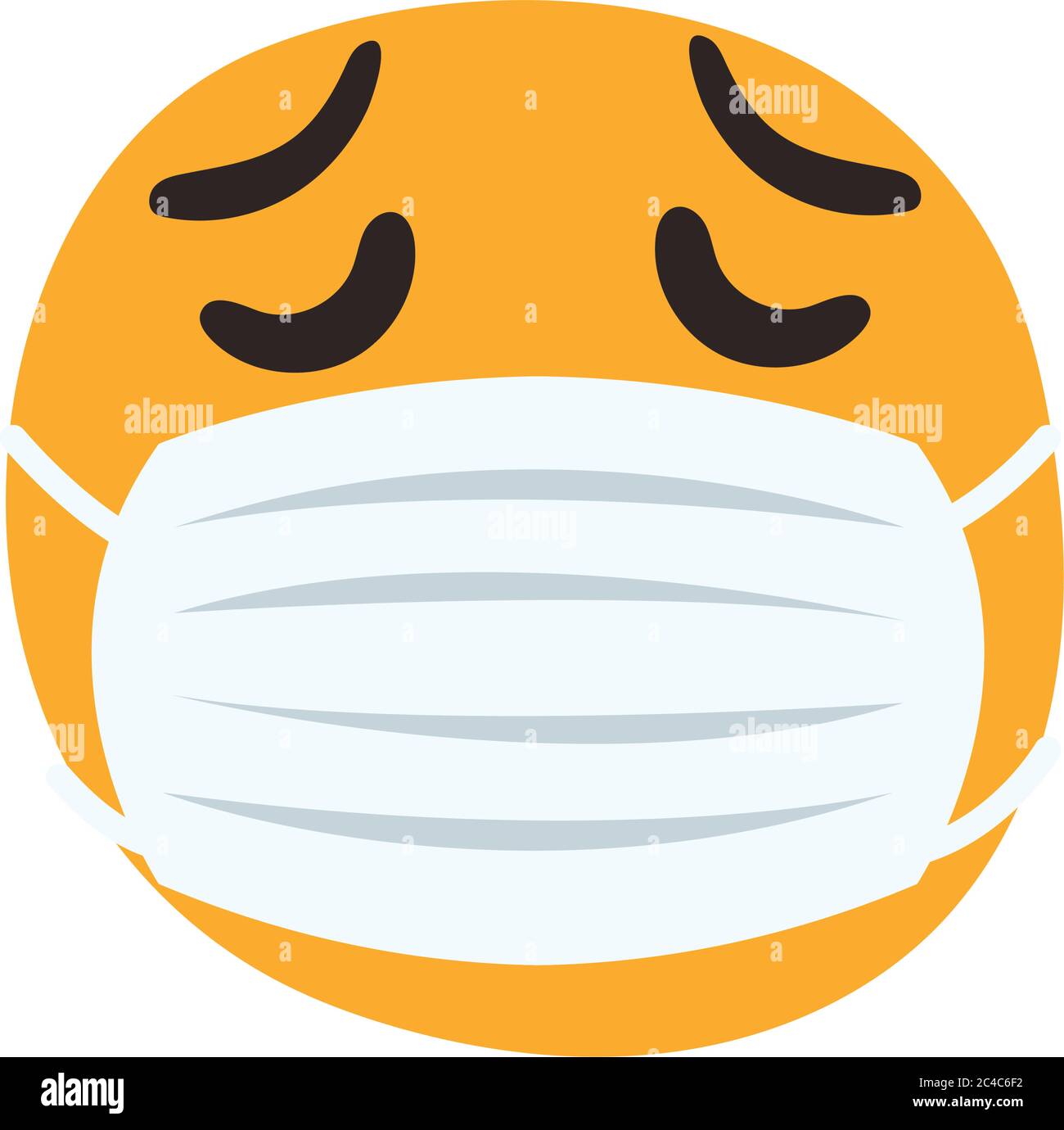 emoji sad wearing medical mask hand draw style vector illustration ...