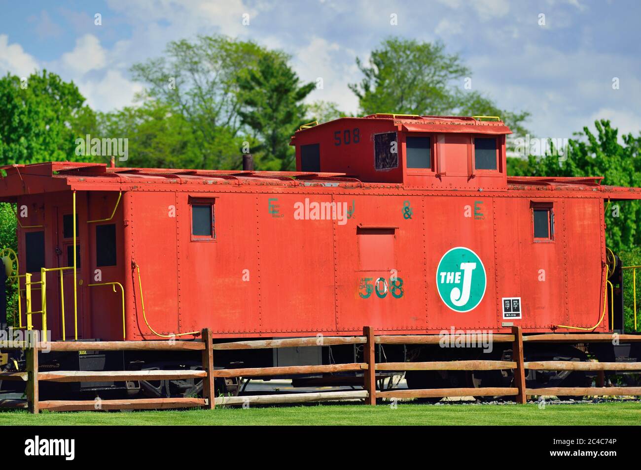 West Chicago, Illinois, USA. An old caboose of the former Elgin, Joliet