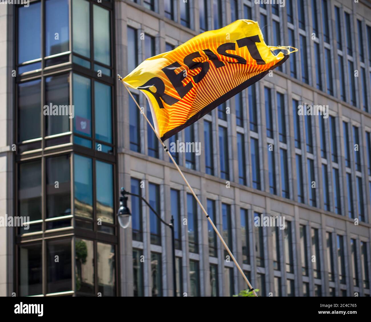 Protestors and protest signs at the Black Lives Matter protest in Washington, DC in June 2020 Stock Photo
