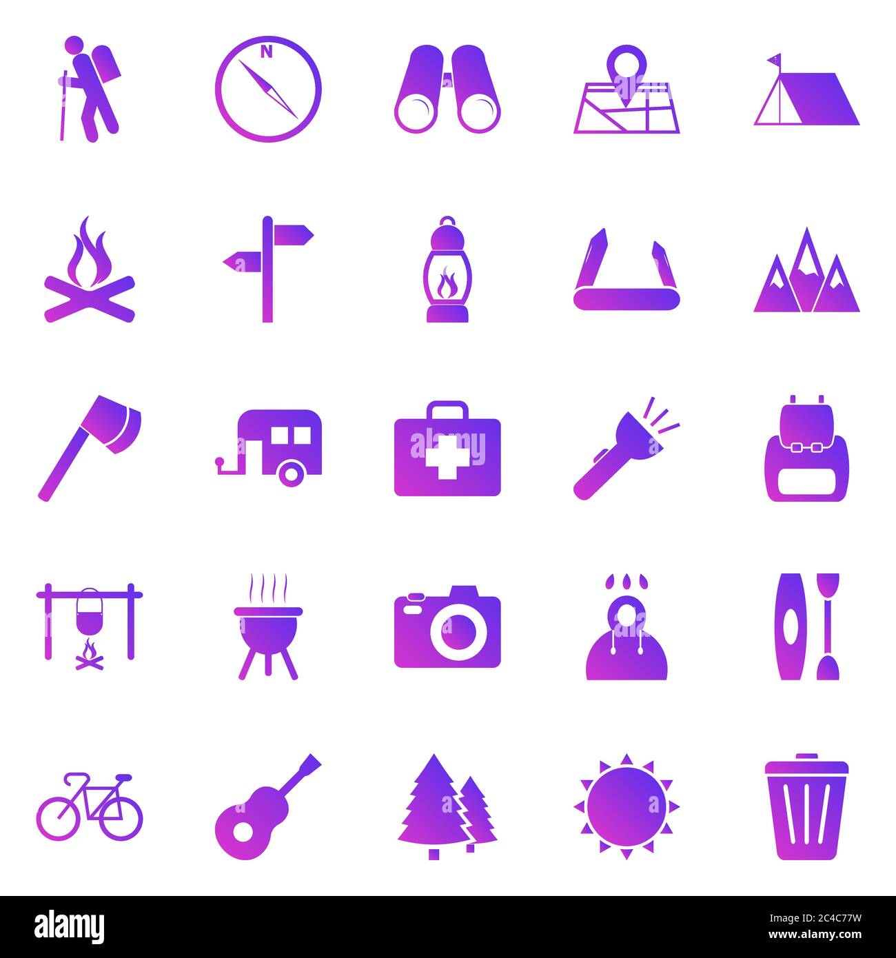 Trekking gradient icons on white background, stock vector Stock Vector