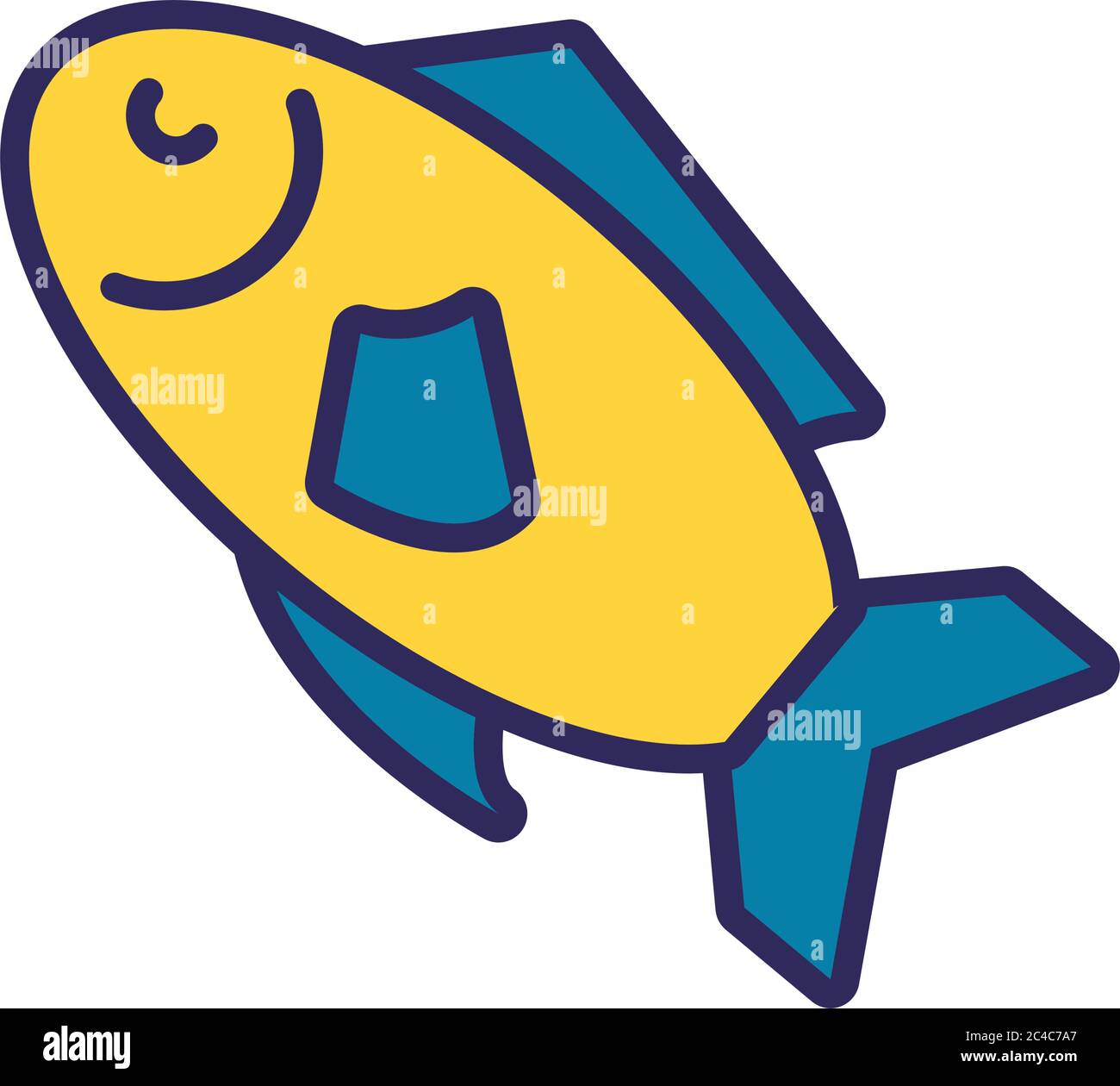 fish sea animal line and fill style icon vector illustration design ...