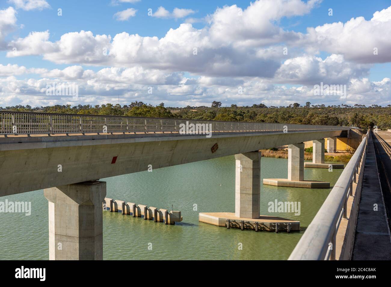 The historic built Blanchetown bridge crossing over the beautiful River