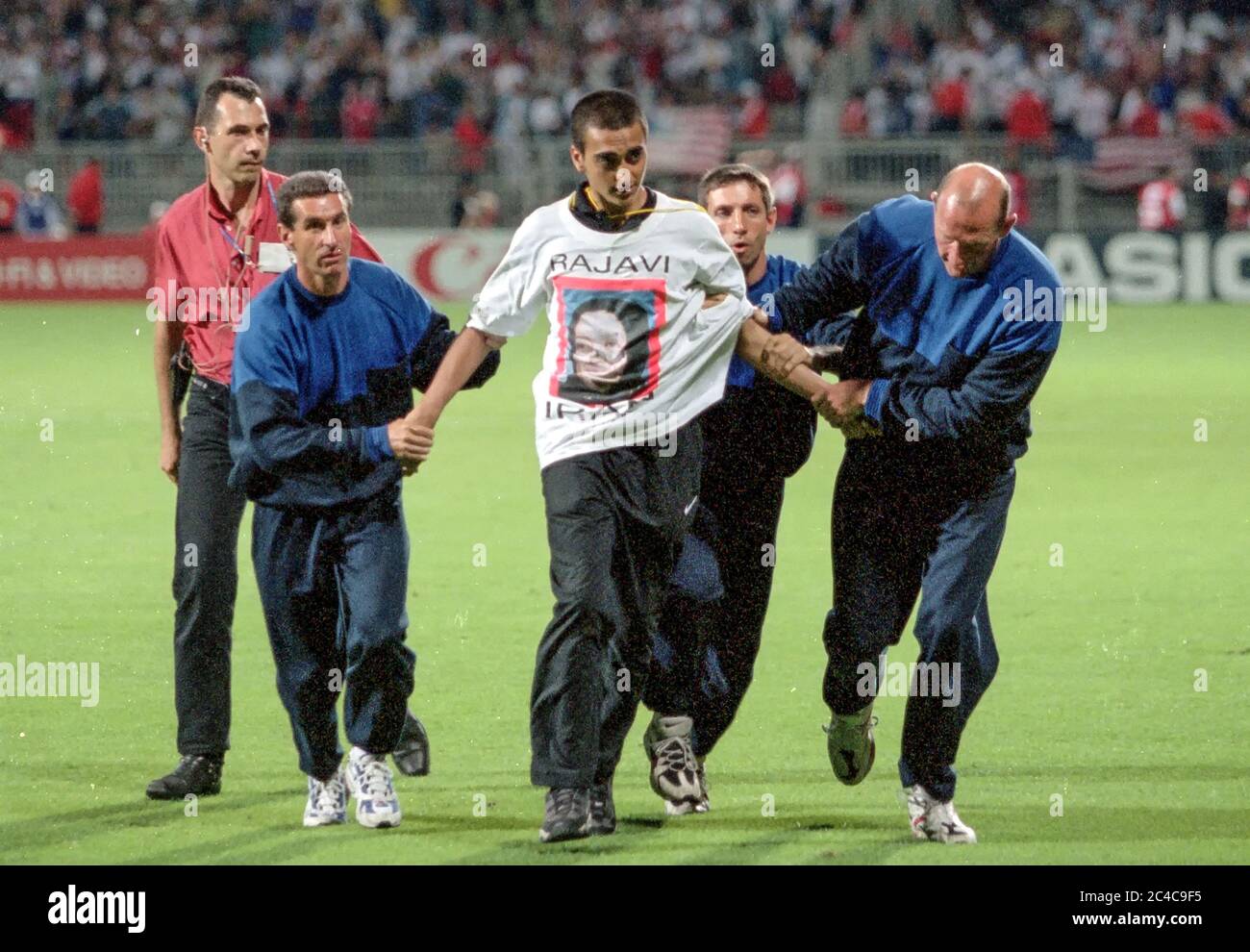 Pitch Invader Removed During Usa Vs Iran 1998 World Cup Match In Lyon On June 21 1998 Stock Photo Alamy