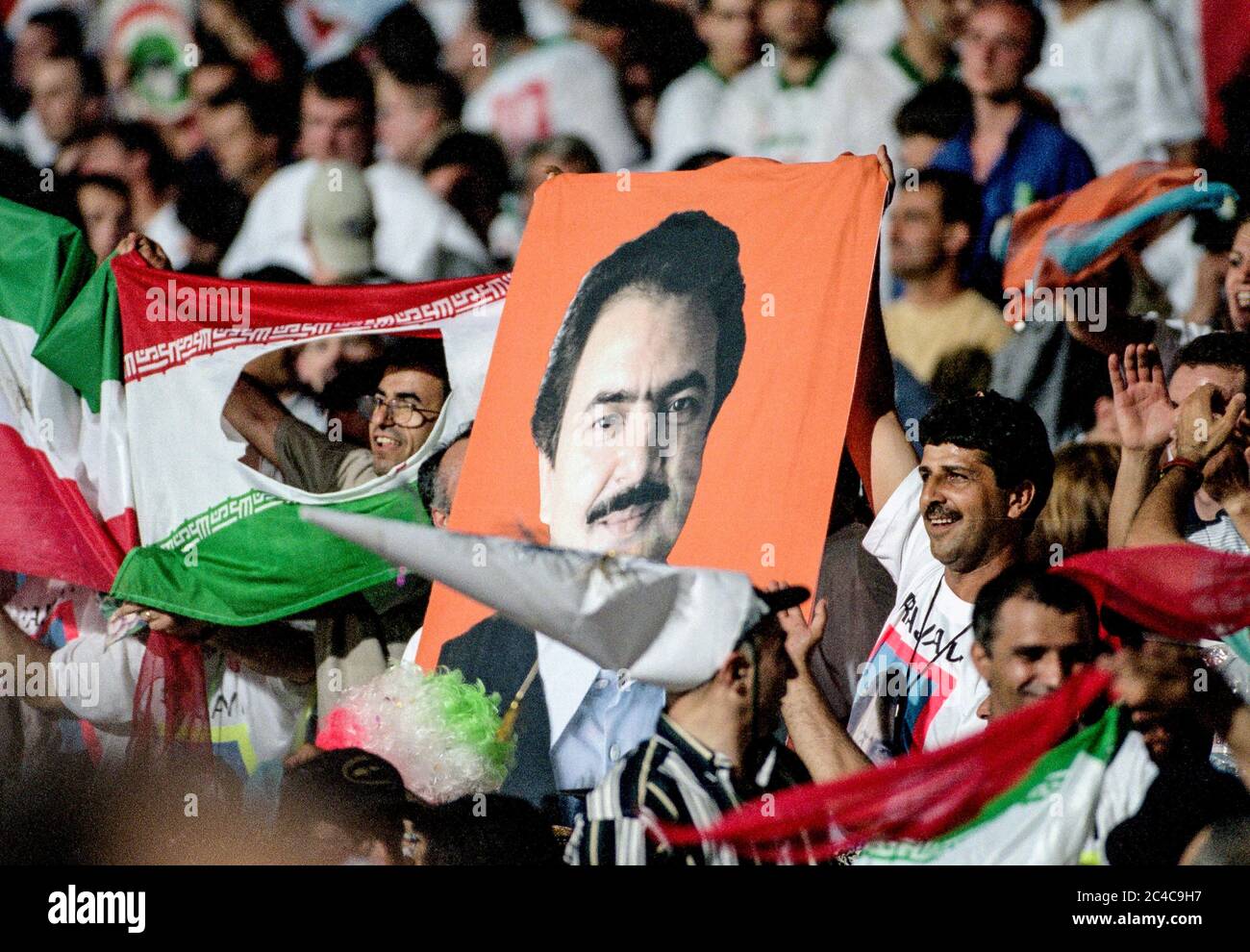 Iranian fan injured in melee after USA vs.Iran 1998 World Cup match in Lyon on June 21 1998 Stock Photo - Alamy
