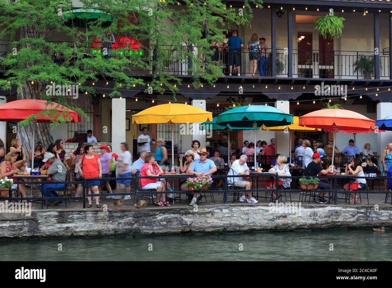 Restaurant on the Riverwalk,San Antonio,Texas,USA Stock Photo