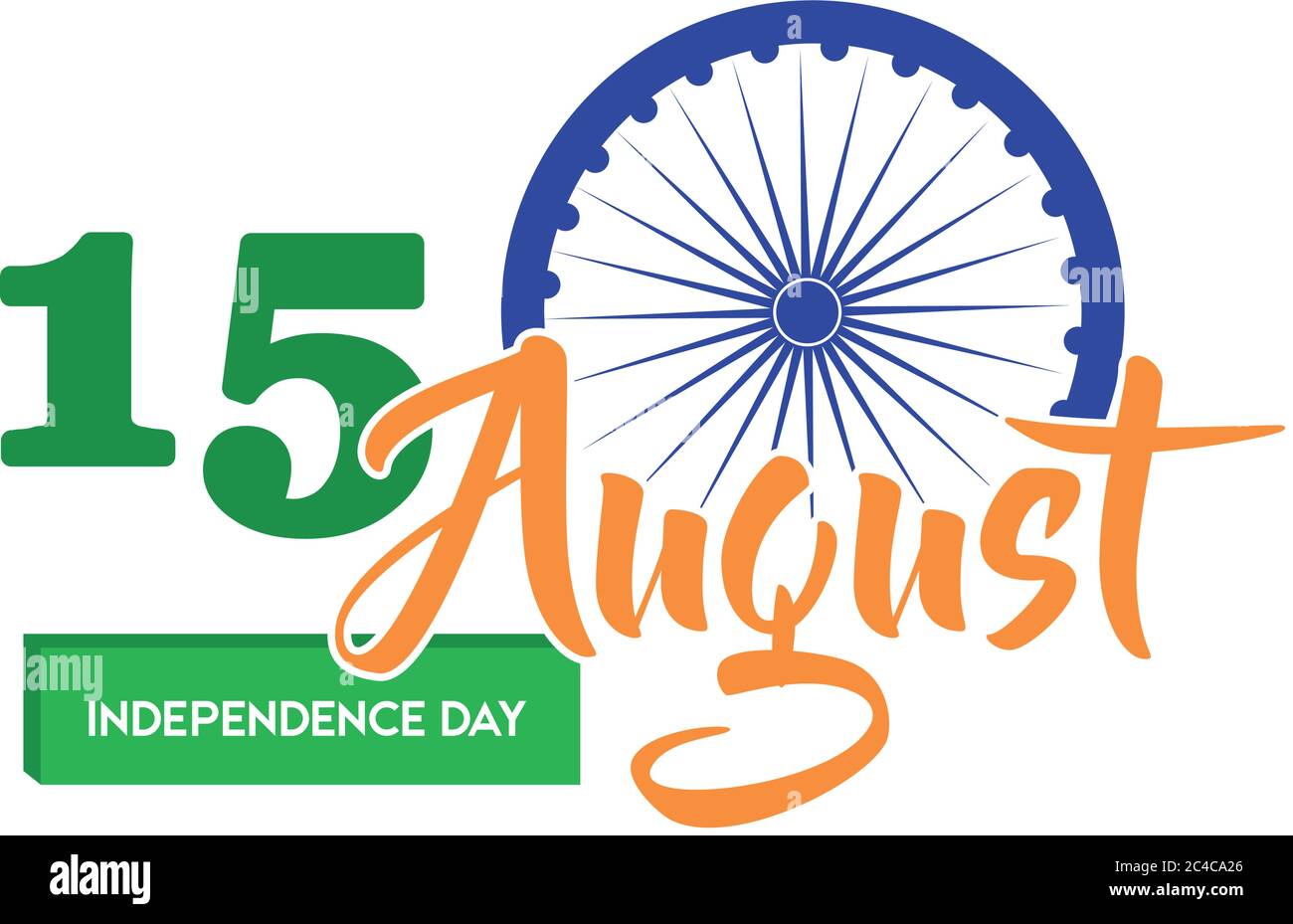india independence day celebration with ashoka chakra flat style vector
