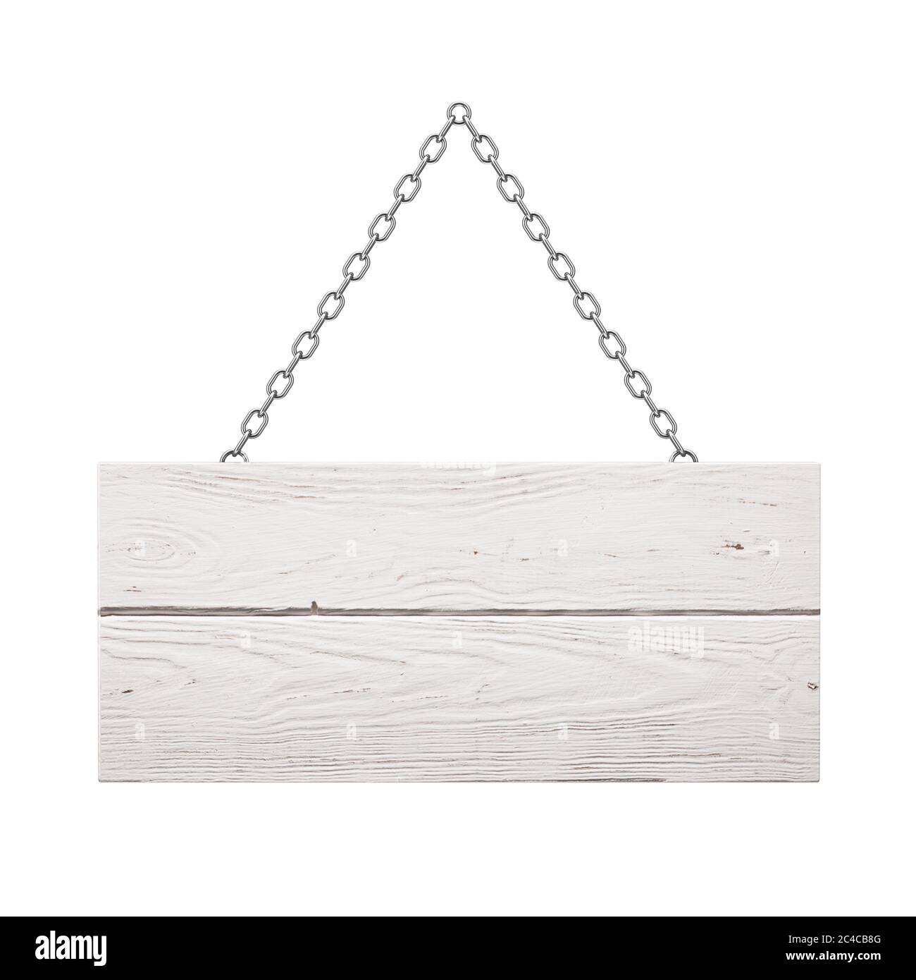 Old Wooden Signboard with Chain on a white background. 3d Rendering ...
