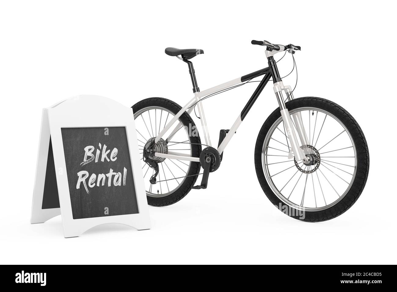 Outdoor Blackboard Bike Rental Display near Black and White Mountain ...