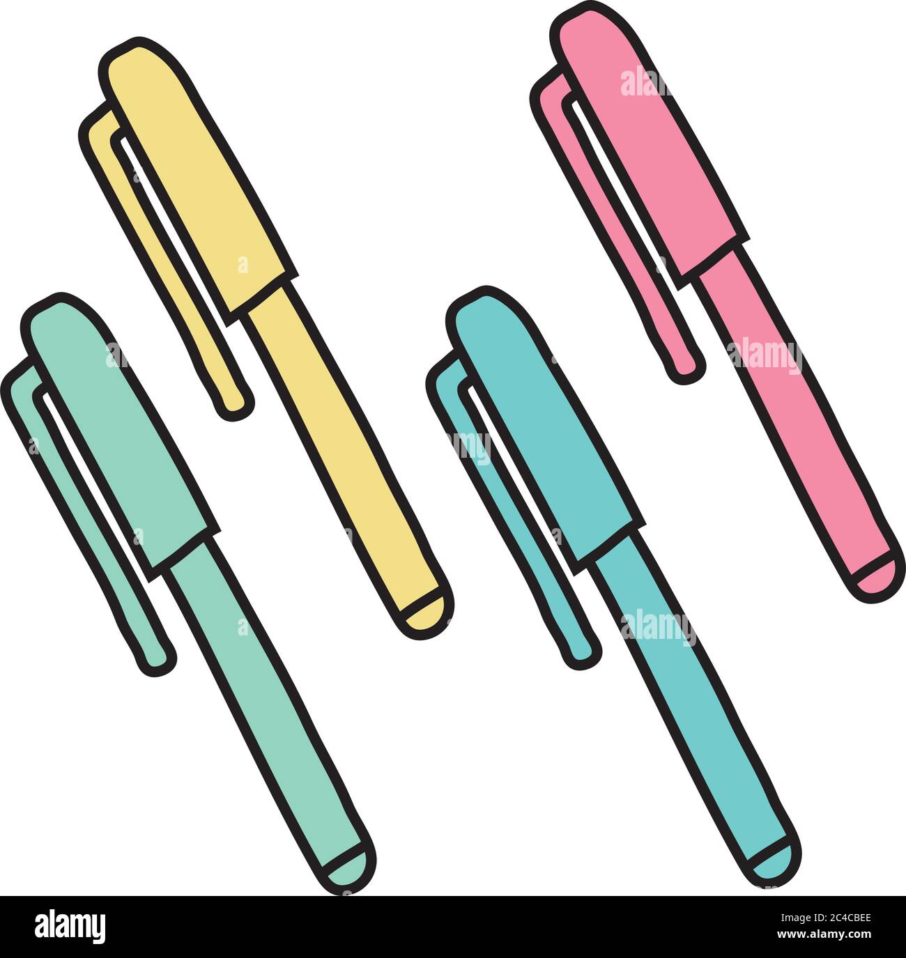 set of pens free form style icons vector illustration design Stock Vector