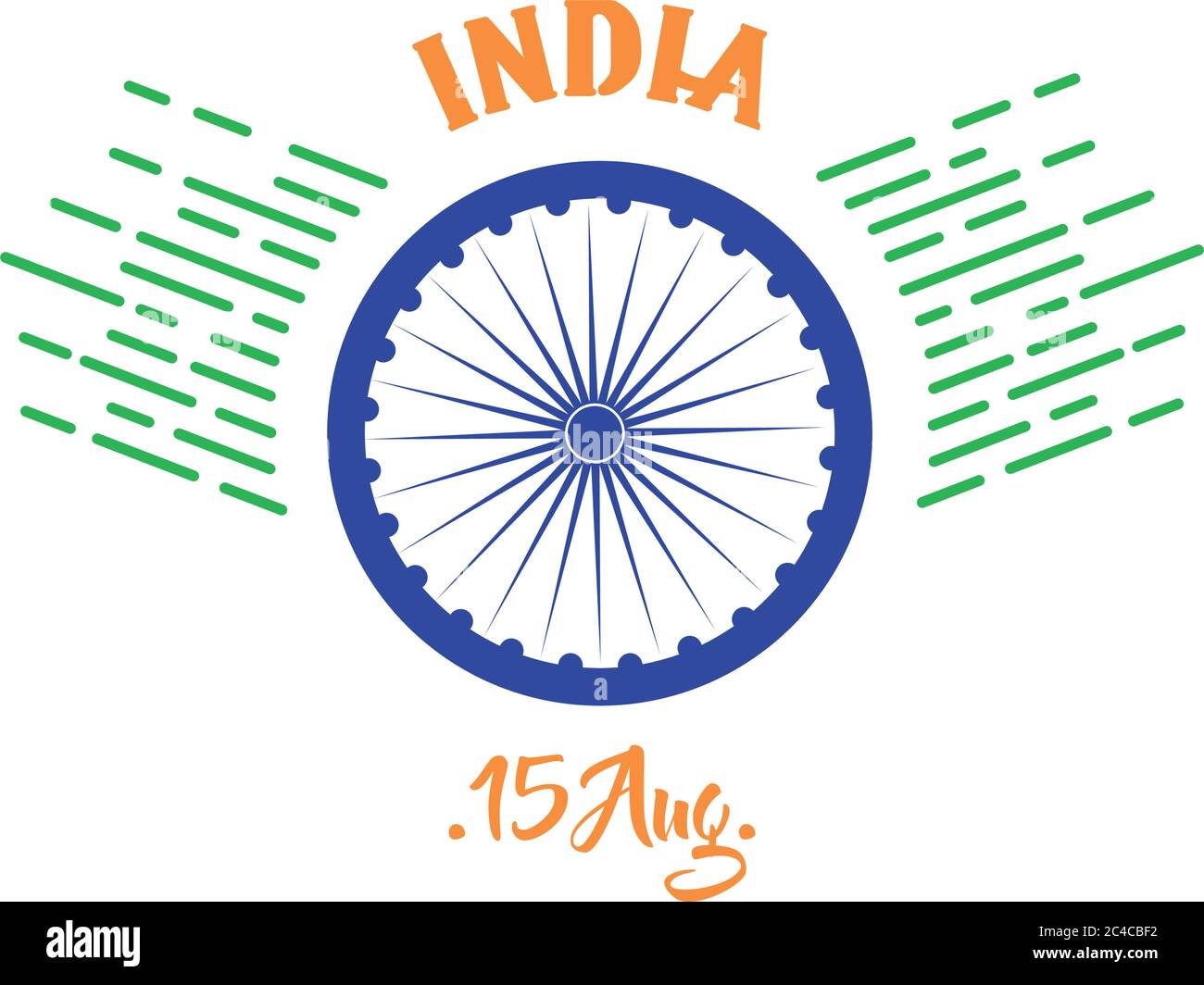 india independence day celebration with ashoka chakra flat style vector