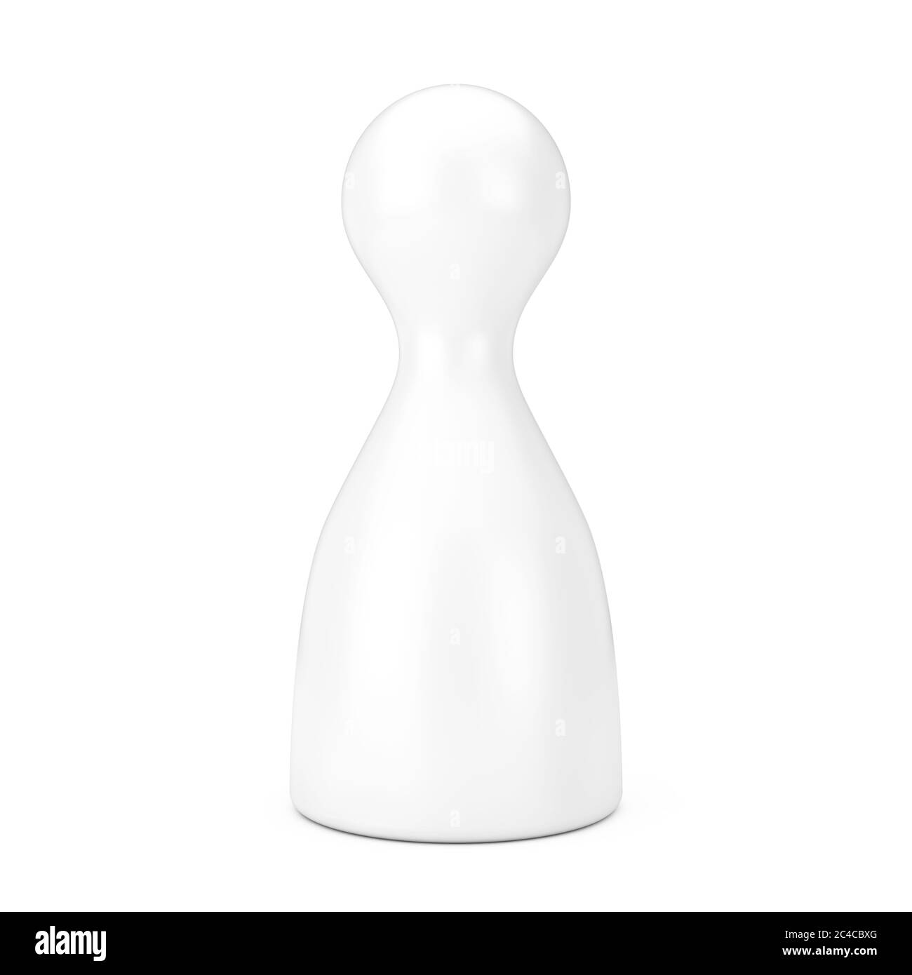 White Board Game Pawn Figure in Clay Style Mockup on a white background. 3d Rendering Stock Photo