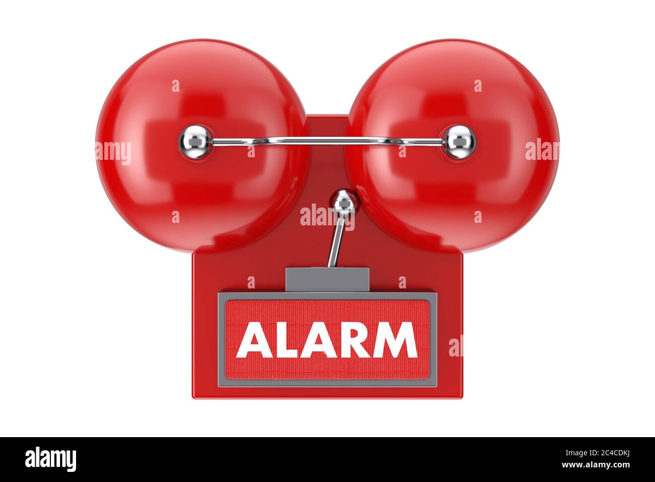 Red Fire Alarm Bell System on a white background. 3d Rendering Stock Photo