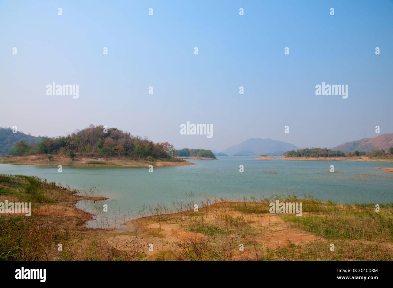 Low Water Level in a Reservoir (tonemapped) Stock Photo