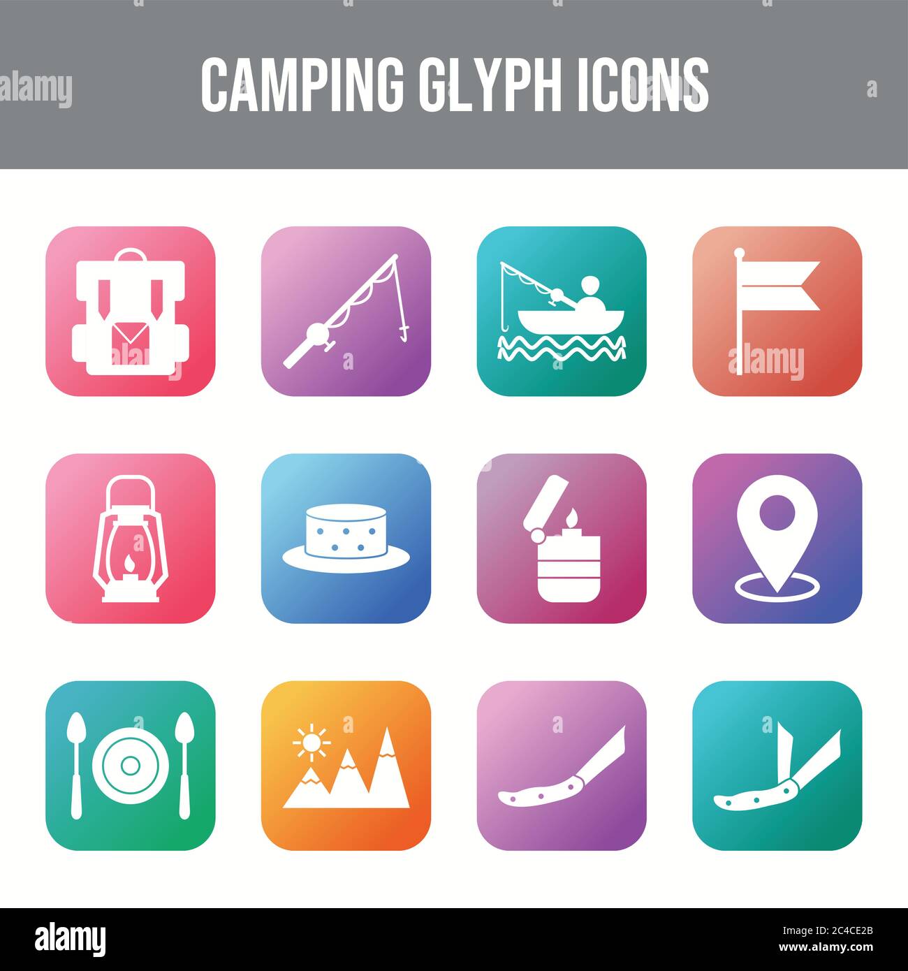Beautiful Camping vector icon set Stock Vector Image & Art - Alamy