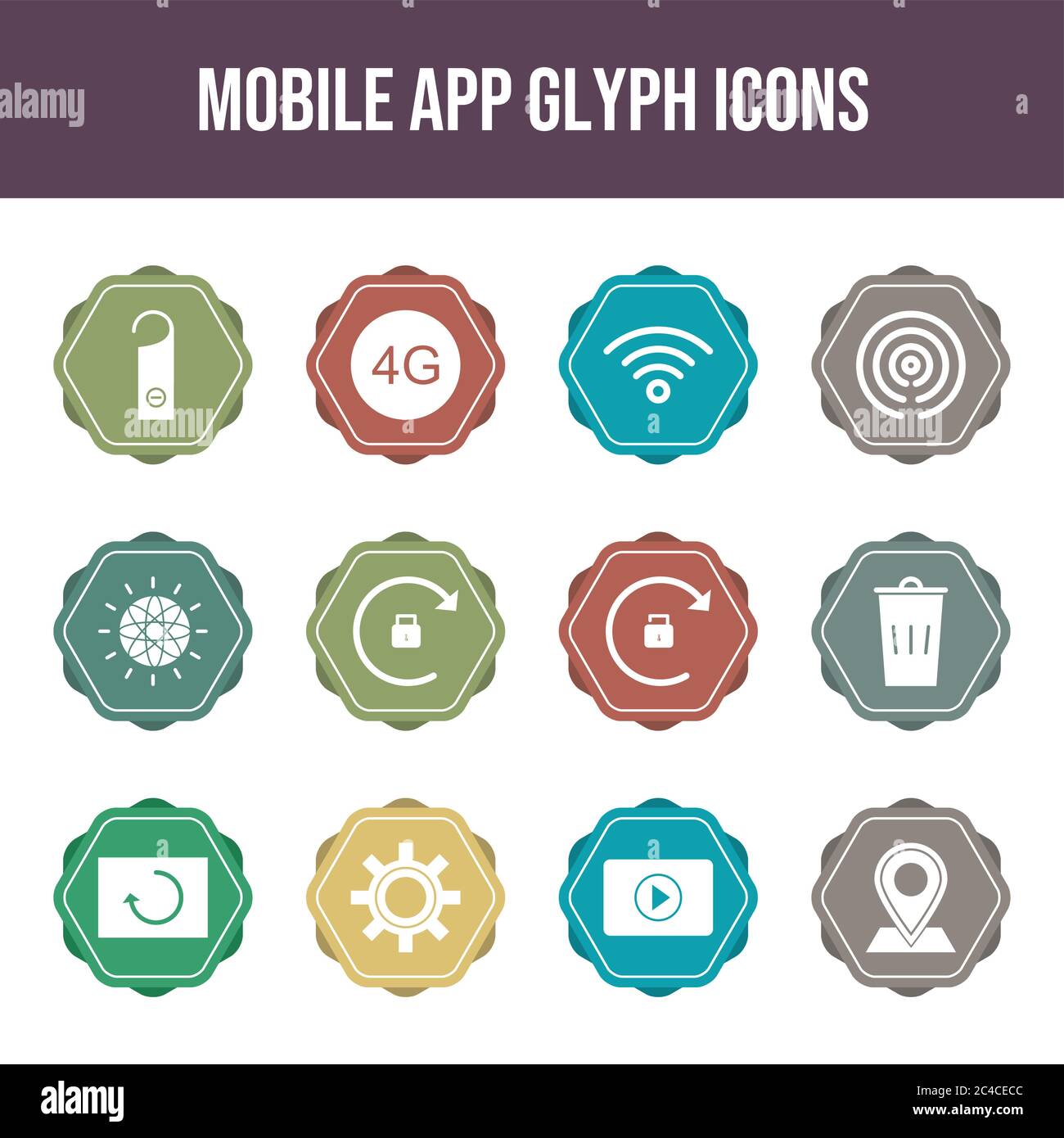 12 Mobile App Vector Icons in One Set Stock Vector