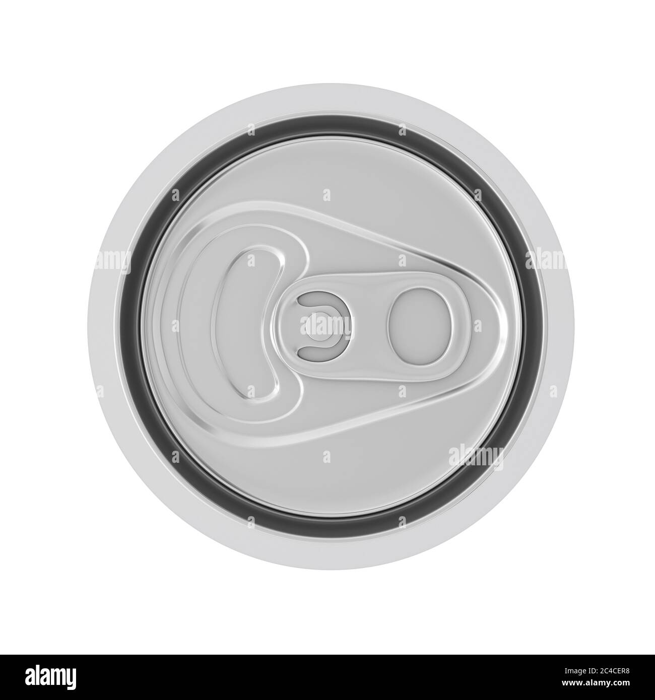Blank Aluminum Soft Drink, Coda, Beer Can Top View on a white