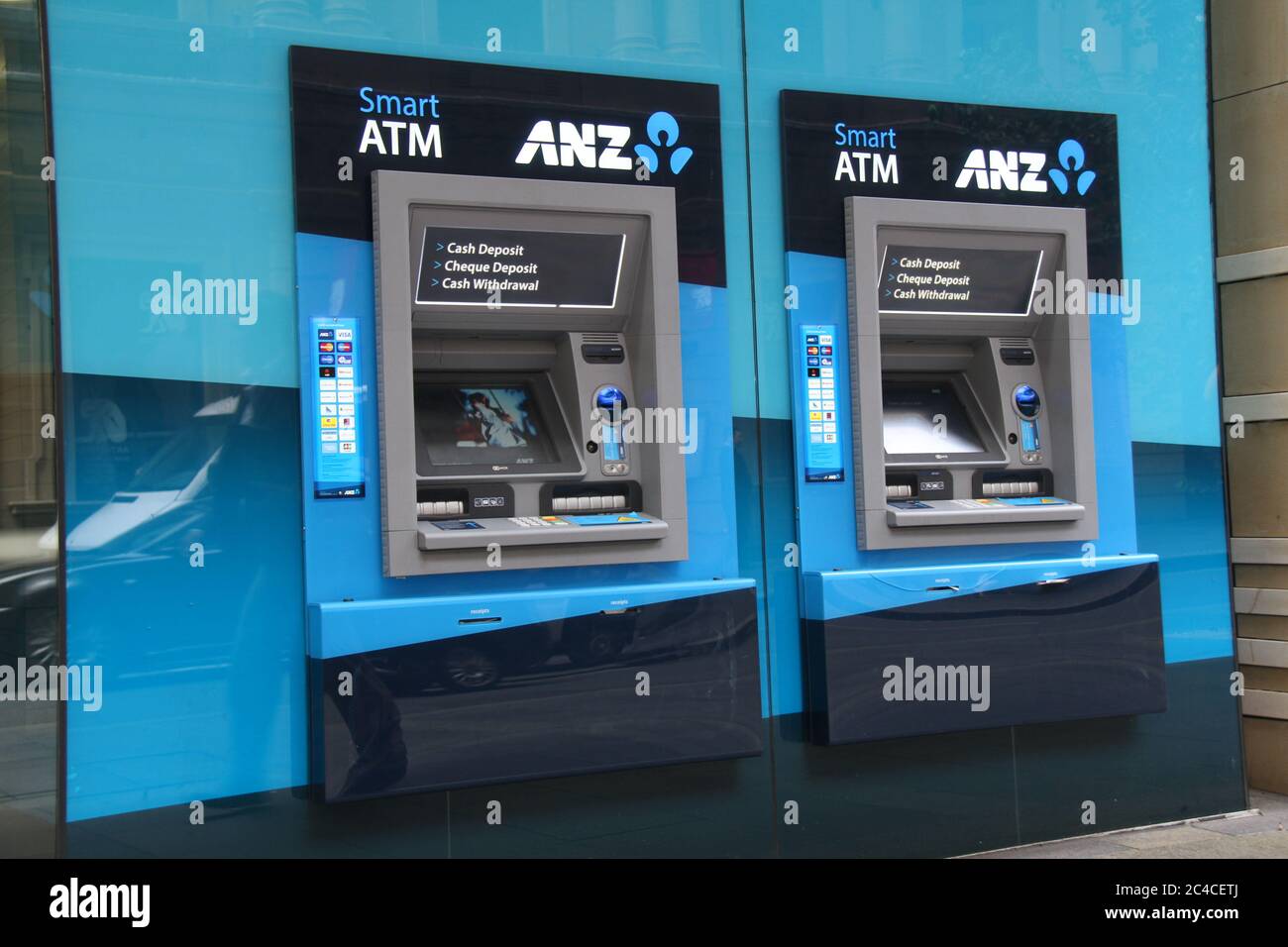 ANZ ATM machines at a branch of the bank on Pitt Street, Sydney Stock