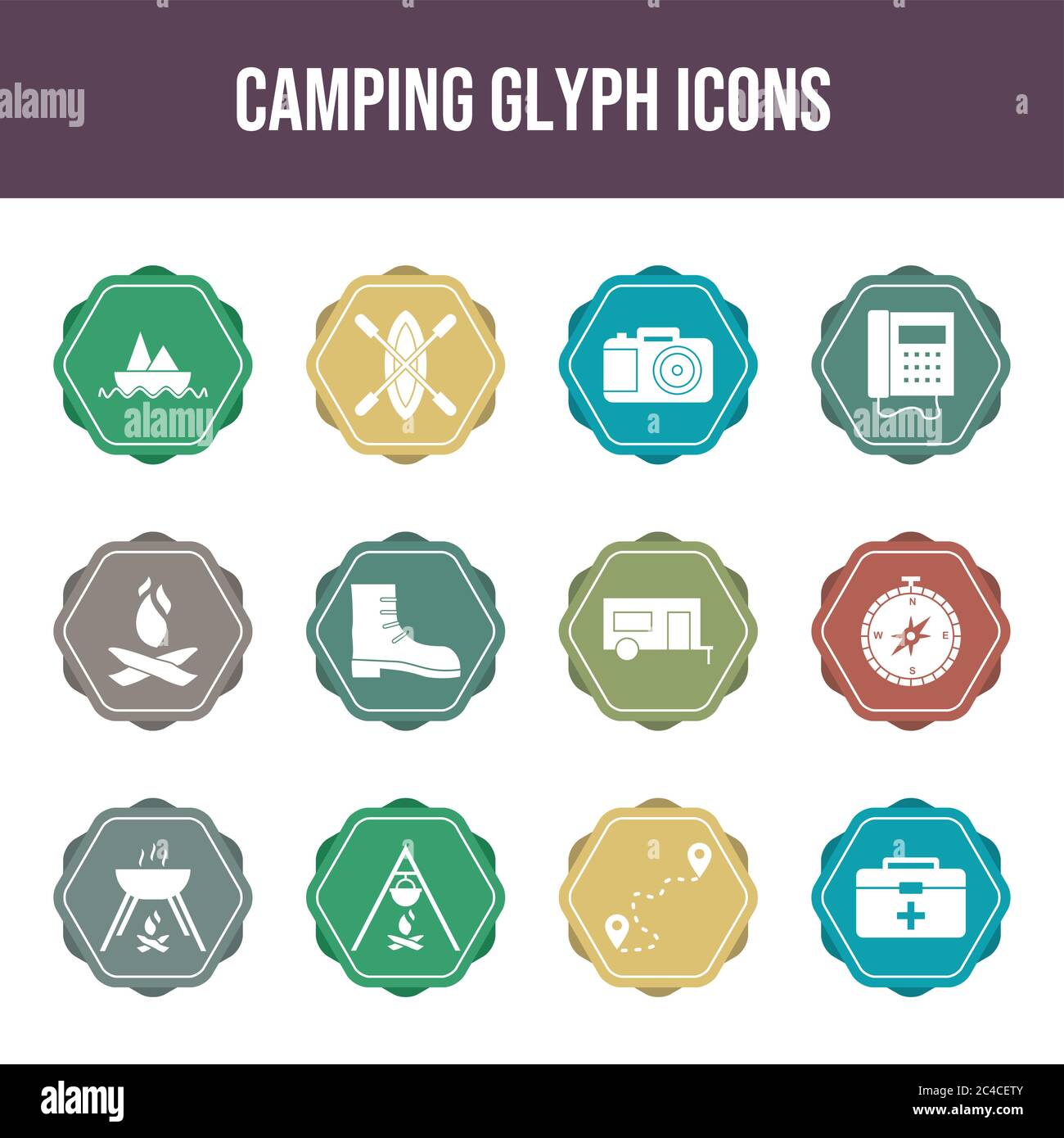 Beautiful Camping vector icon set Stock Vector Image & Art - Alamy