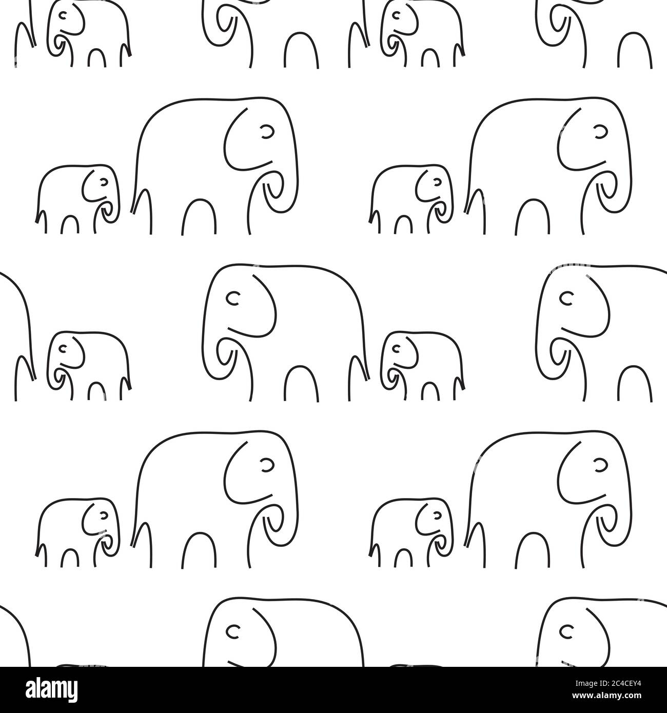 Seamless pattern with mother elephant and her baby Stock Vector Image ...