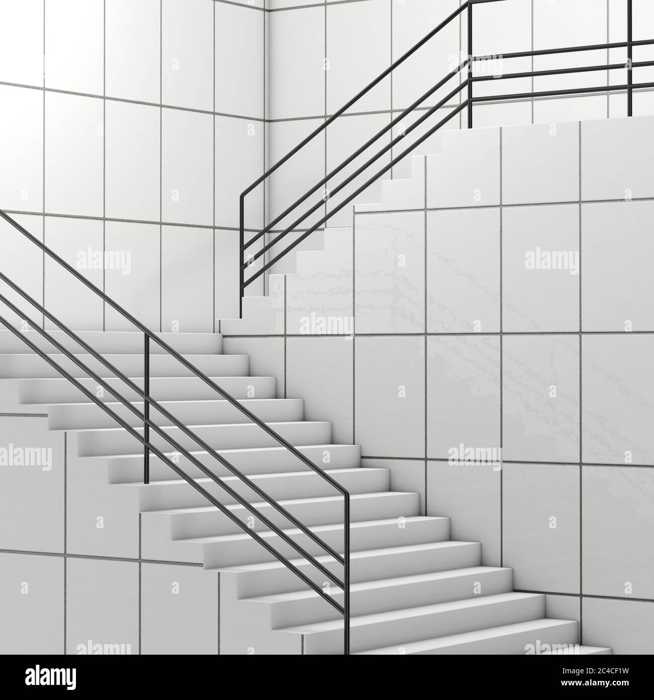 Stair Railing Render Details of Railing and Stairs of a Modern Building extreme closeup. 3d ...